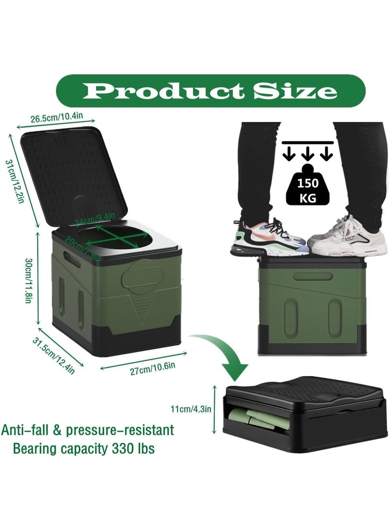 AoMige Portable Folding Camping Toilet,Vehicle-Mounted Emergency Potty with Lid,Waterproof Outdoor Commode Travel Commode with 12 Biodegradable Bags for Camping Hiking Long Distance Travel Traffic Jams - Image 3